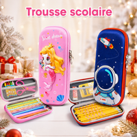 Trousse Scolaire Kawaii 3D - Grande Capacité