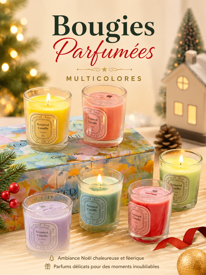 Bougies Parfumées Multicolores - Cire de Soja
