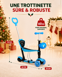 Trottinette Évolutive 5 en 1 - 3 Roues, Guidon Réglable (jusqu'à 60kg)